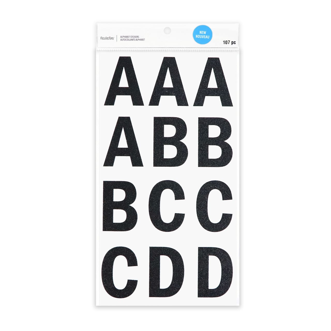 12 Pack: Black Glitter Alphabet Stickers by Recollections™